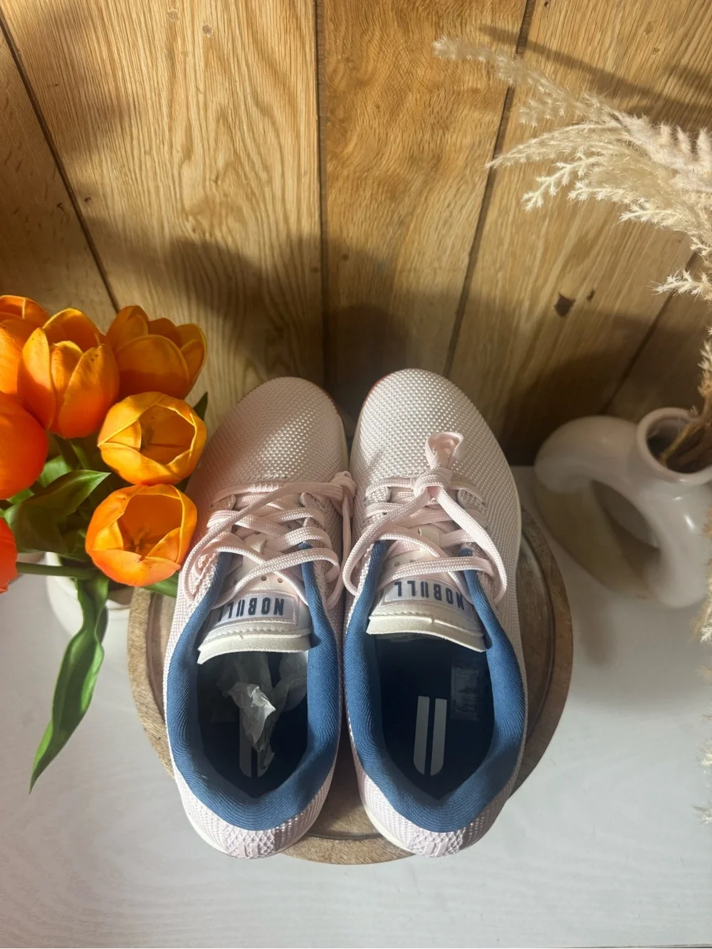 NOBULL White Mesh Sneakers with Terracotta Outsole